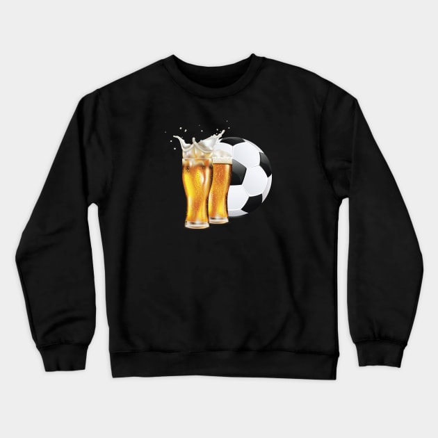 Two pints of beer and soccer ball Crewneck Sweatshirt by AnnArtshock